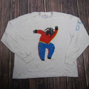 Vintage Tee-Jays Dance Graphic Shirt Mens XL White Single Stitch Long Sleeve Tee